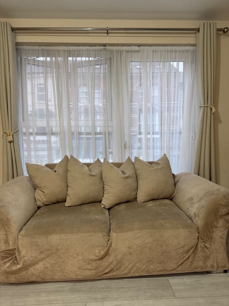 Sofas for sale 3 + 2 seater with beige covers , fairly new. 