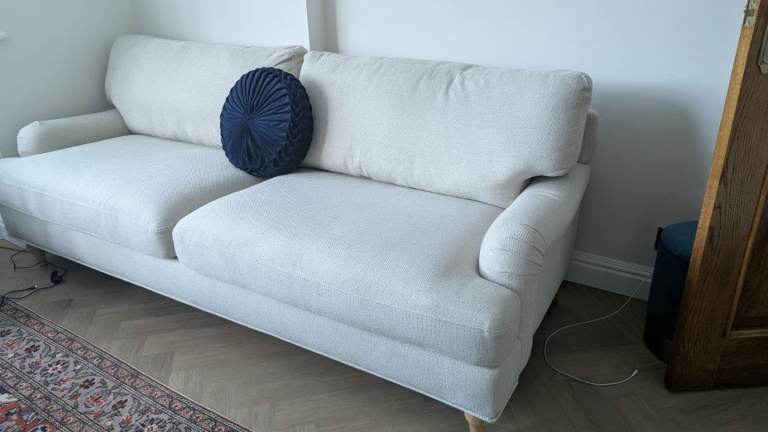 2 x Nearly New DUSK Hampshire 3-Seater Sofas – Beige