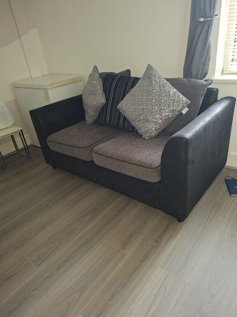 2 seater Sofa bed grey and black