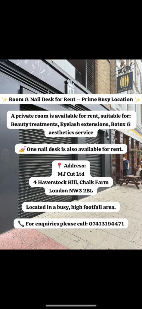 Nail desk and private beauty room available 