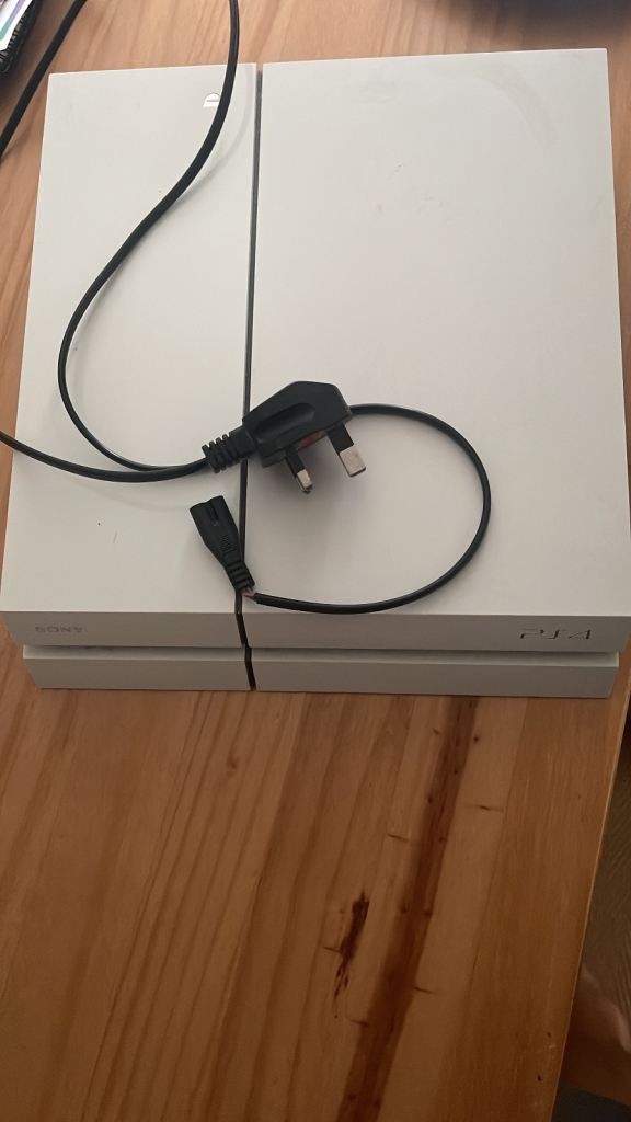 Sony PlayStation 4 Console (White) with Power Cable