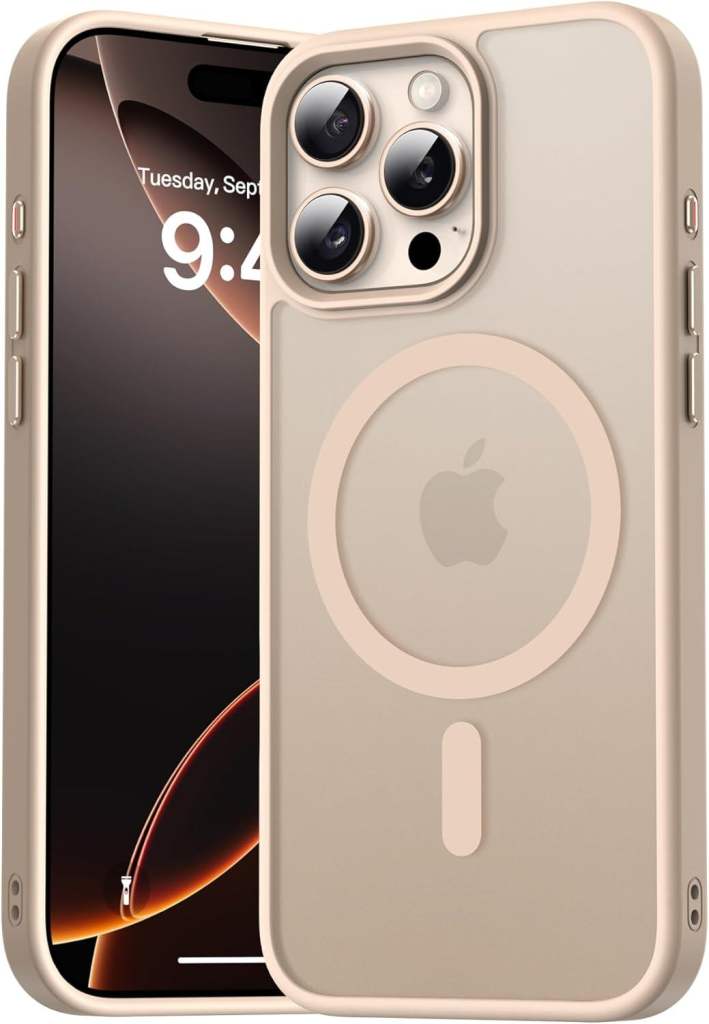 iPhone 16 Pro (MagSafe) Magnetic Case Anti-Scratch Slim Khaki Gold