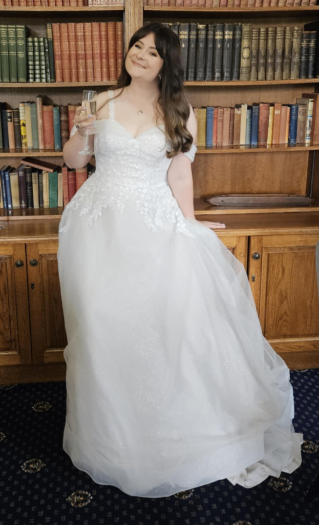 Wed2b Viva Bride Shannay off the shoulder A-Line in Blush, Size 16 Wedding Dress