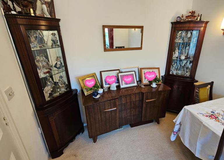 Display Mirrored Cabinet. Dark Wood. Excellent condition.