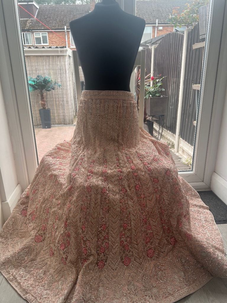 Heavy Pink Embroidered Lengha 