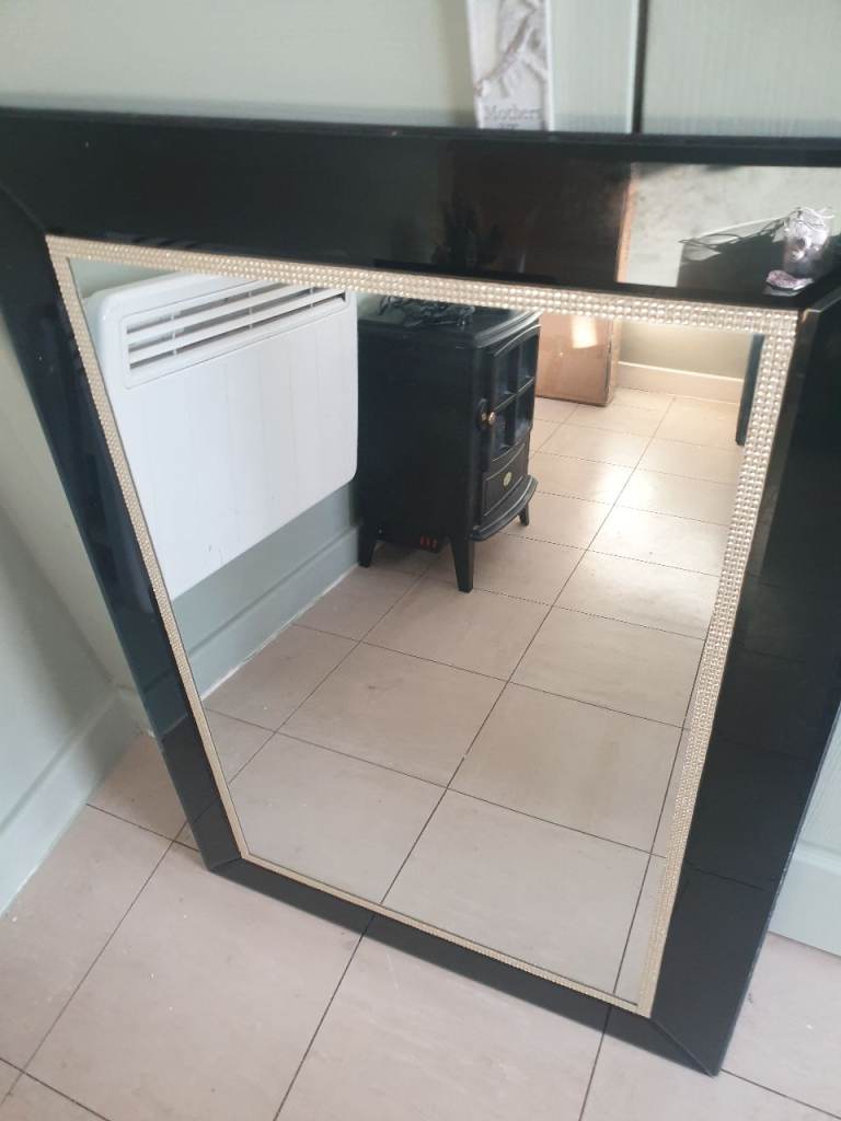 Diamanté  black gloss mirror