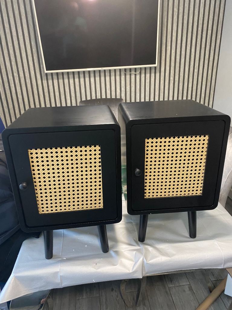 Beliani Rustic Bedside Table LEFROY Black x 2