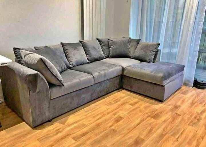 BRAND NEW PLUSH VELVET DYLAN CORNER SOFAS SET ON SPECIAL OFFER