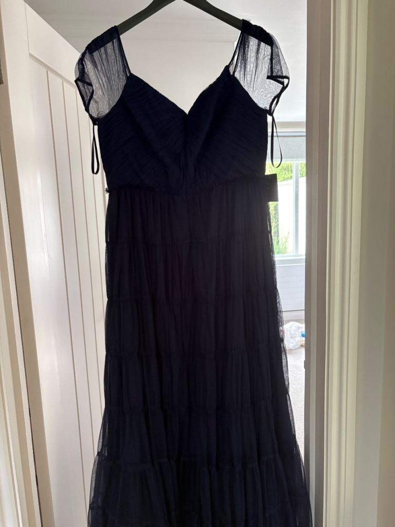 Beautiful New Navy Blue Tulle Maxi Dress – Perfect for Occasions