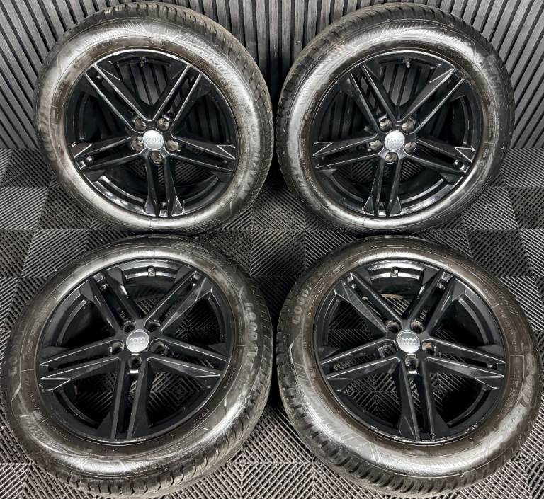 19'' GENUINE AUDI Q5 BLACK 5 DOUBLE SPOKE S LINE ALLOY WHEELS TYRES ALLOYS