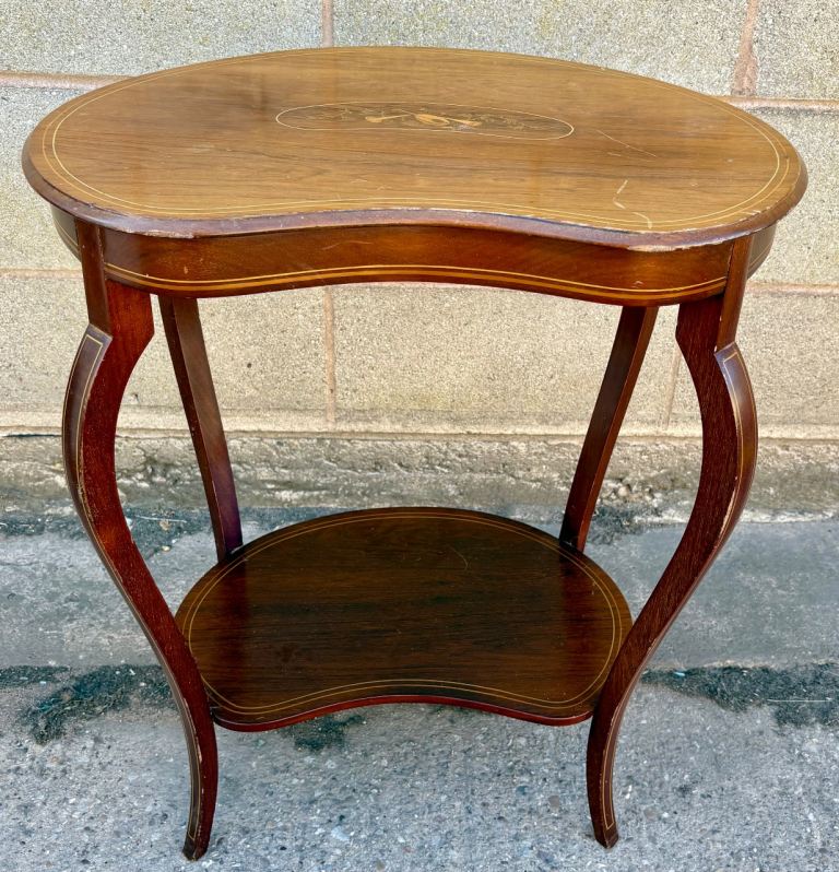 Edwardian Inlaid Kidney Shaped Occasional Table circa 1900