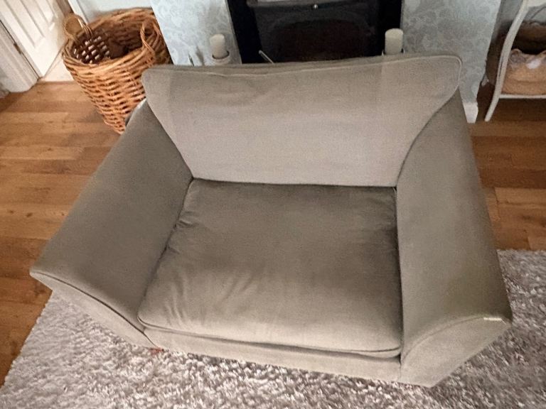 Grey solid 2 seater sofa / cuddle chair seat 