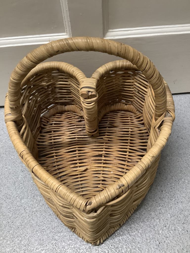 Heart Shaped Wicker Basket 