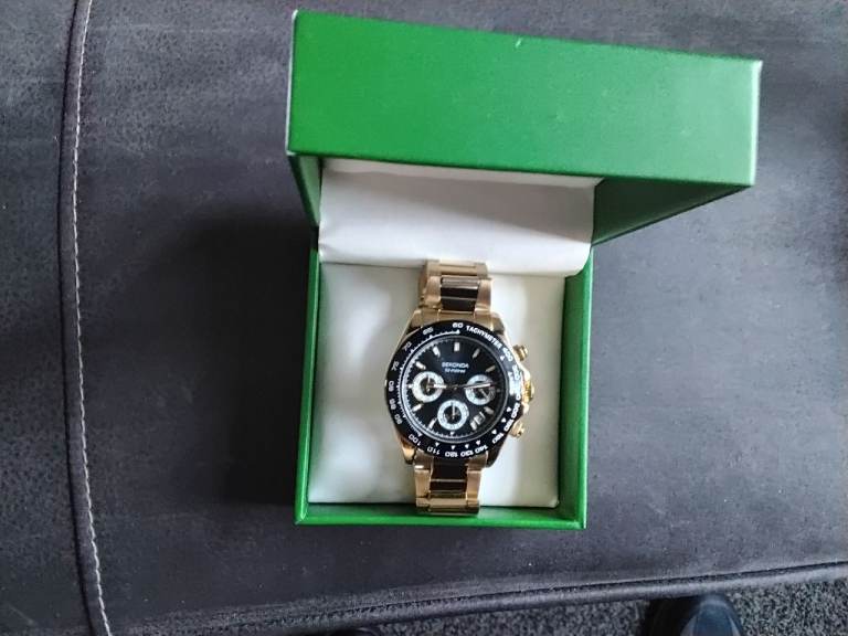 Sekonda chronograph gold and black tone watch new