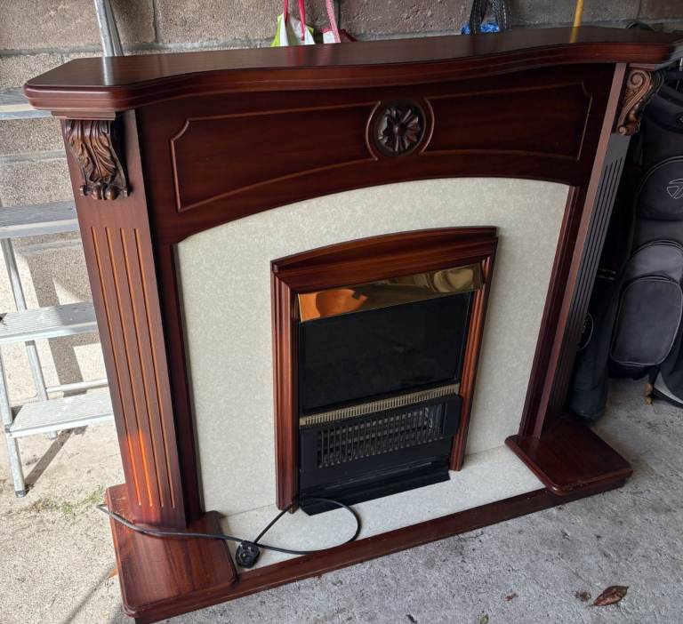 Electric Fire with Darkwood surround