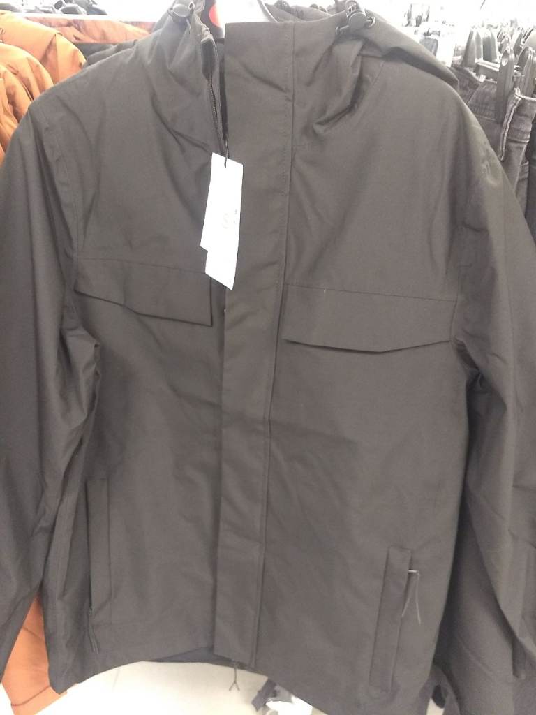 Black mens waterproof hooded coat. NEW.