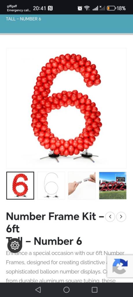 This is a 6-foot Silver Rainbow aluminum number frame kit designed for balloon displays.