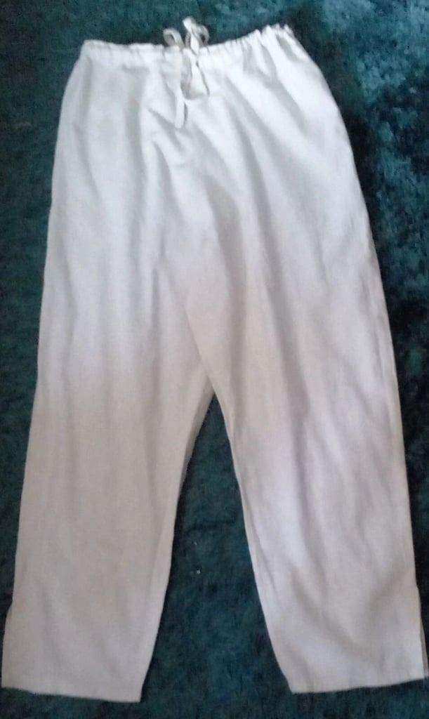 Light Cream Beige Summer Drawstring Ties Palazzo Trousers Pants.Size 8.POST OR COLLECT!