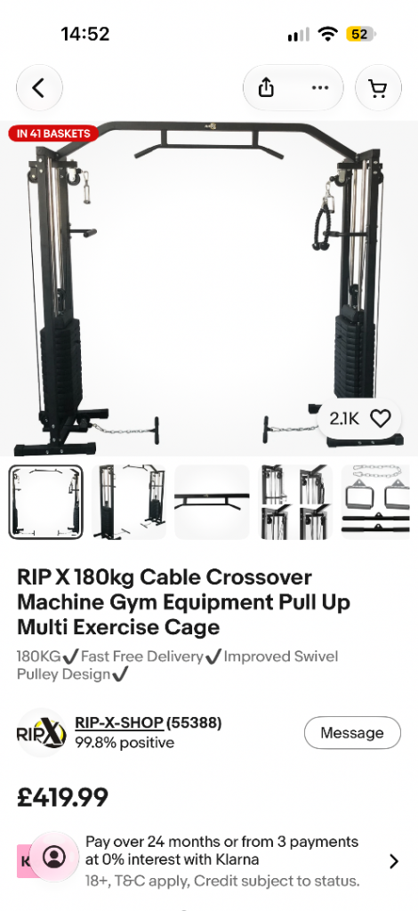 RIP X 180kg Cable Crossover Machine Multi Gym Exercise Cage
