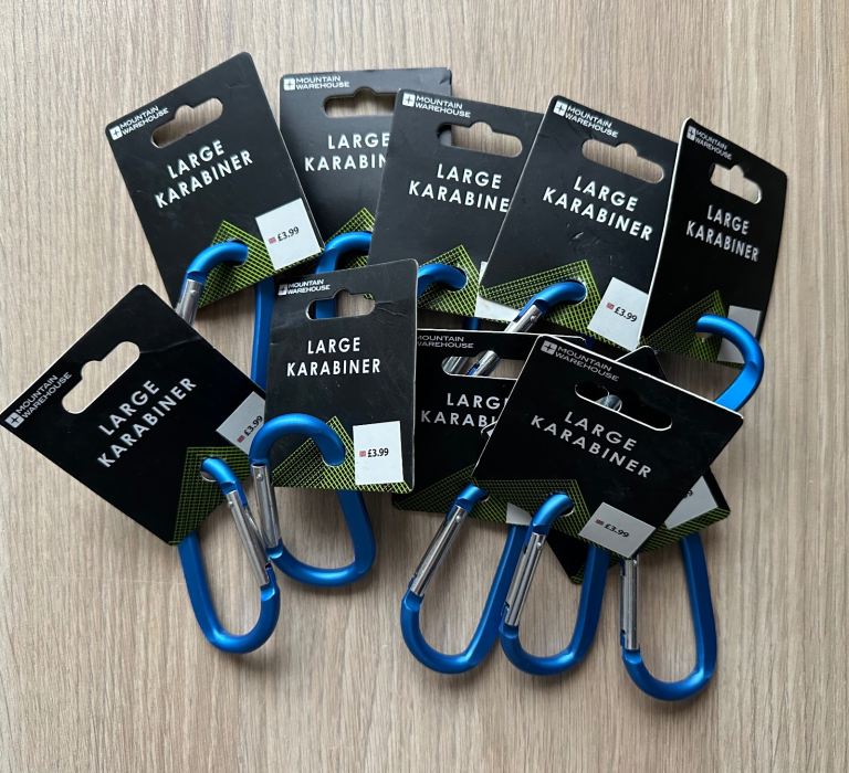 10 x mountain warehouse large carabiner blue