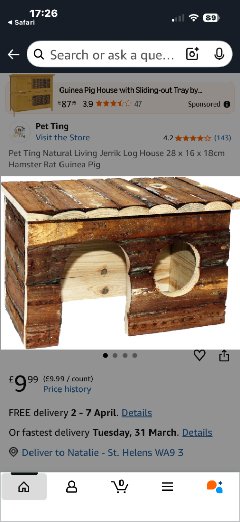 Natural wood house - large