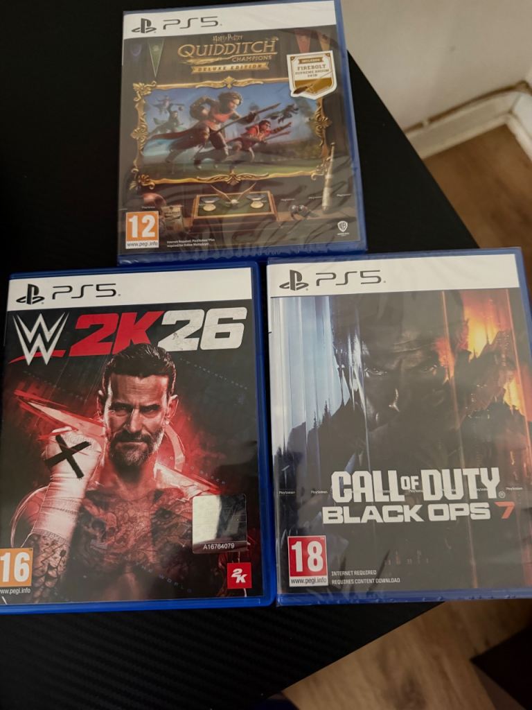 3 ps5 games, wwe 2k26, black ops 7 and Harry Potter 