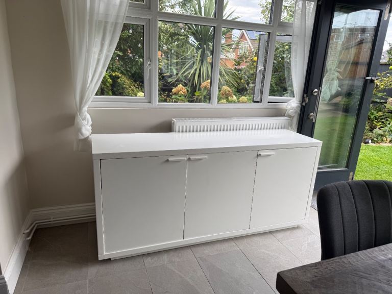 Large white high gloss solid sideboard 