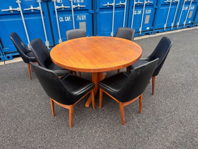 Bernhard Pedersen & Son Danish Teak Extending Table and 7 chairs Mid Century Vintage