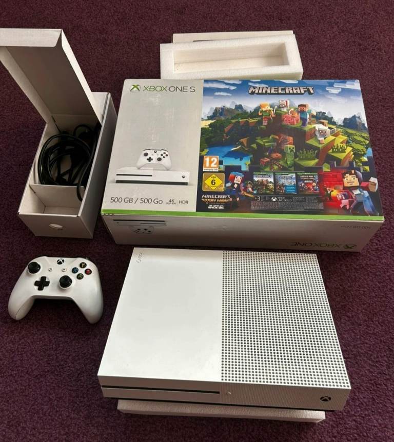 Xbox One S 500GB Minecraft Edition – White, Good Condition