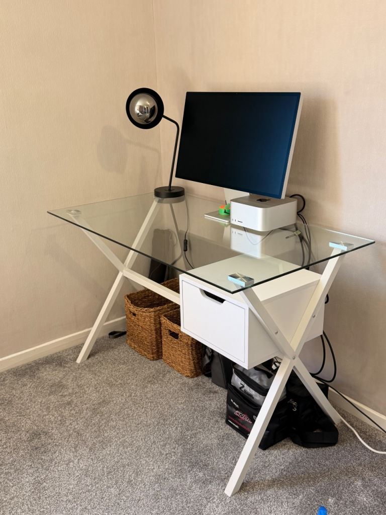 Glass Top Steel office Desk