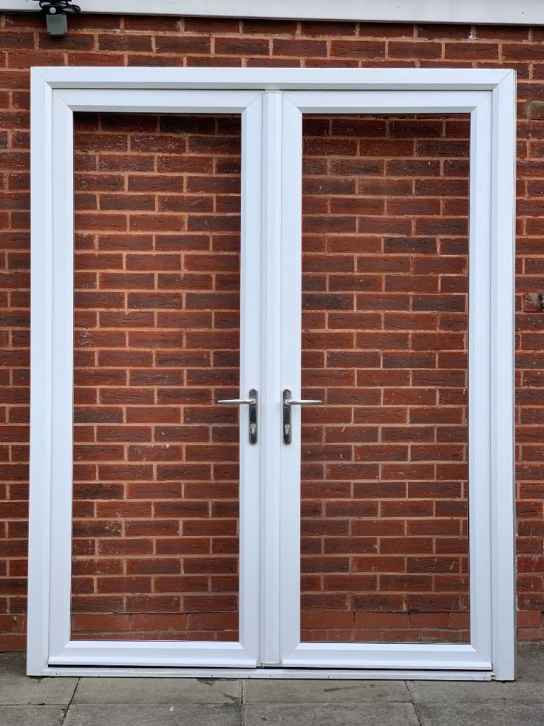UPVC DOUBLE GLAZED FRENCH PATIO DOOR NEEDS GLASS 180cm WIDE 225cm HIGH Can Deliver