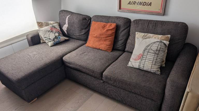 John Lewis Chaise Sofa – Grey Fabric Sectional