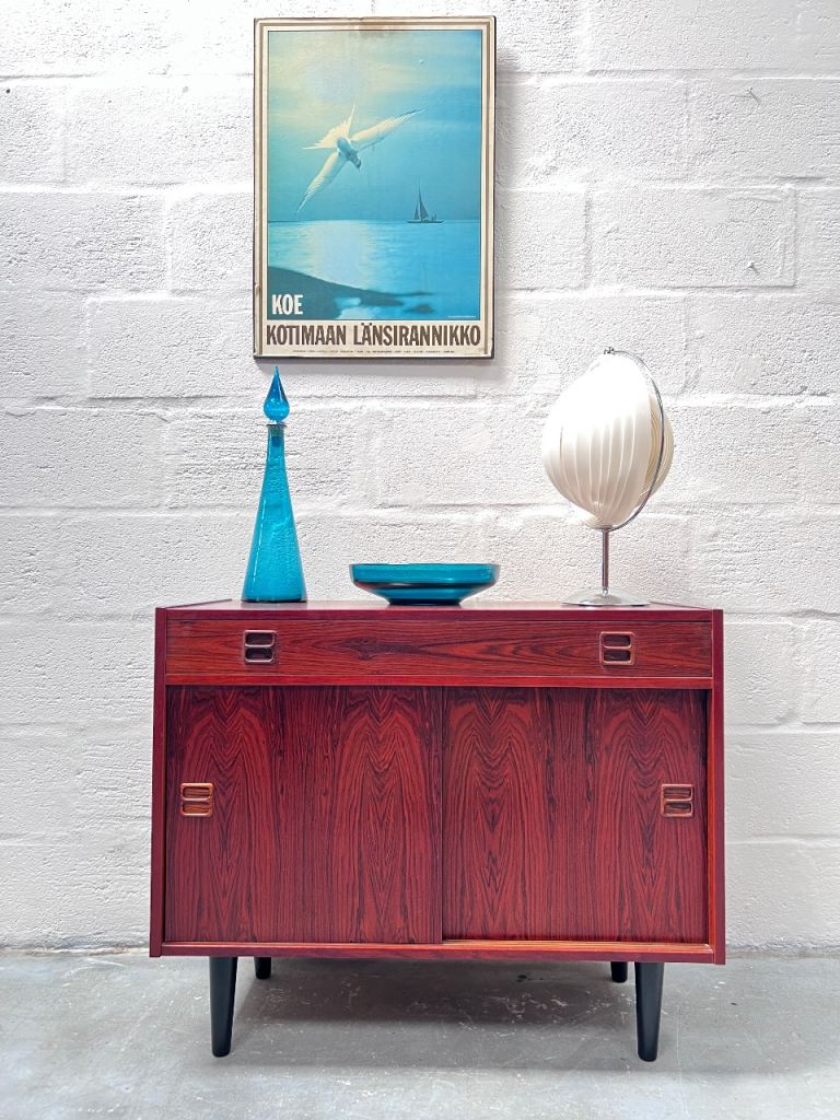 Vintage 1970s Scandinavian Rosewood Sideboard / Compact Credenza