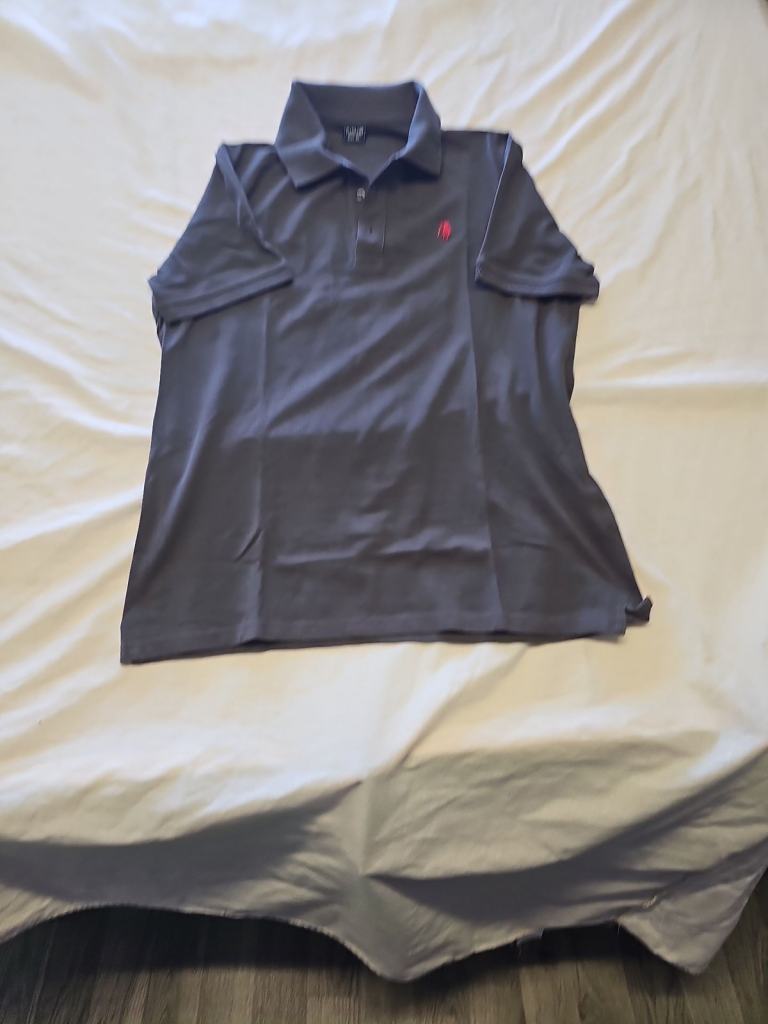 P/CLUB Men's Gray Pique Polo Shirt XL Red Embroidered Logo BB937