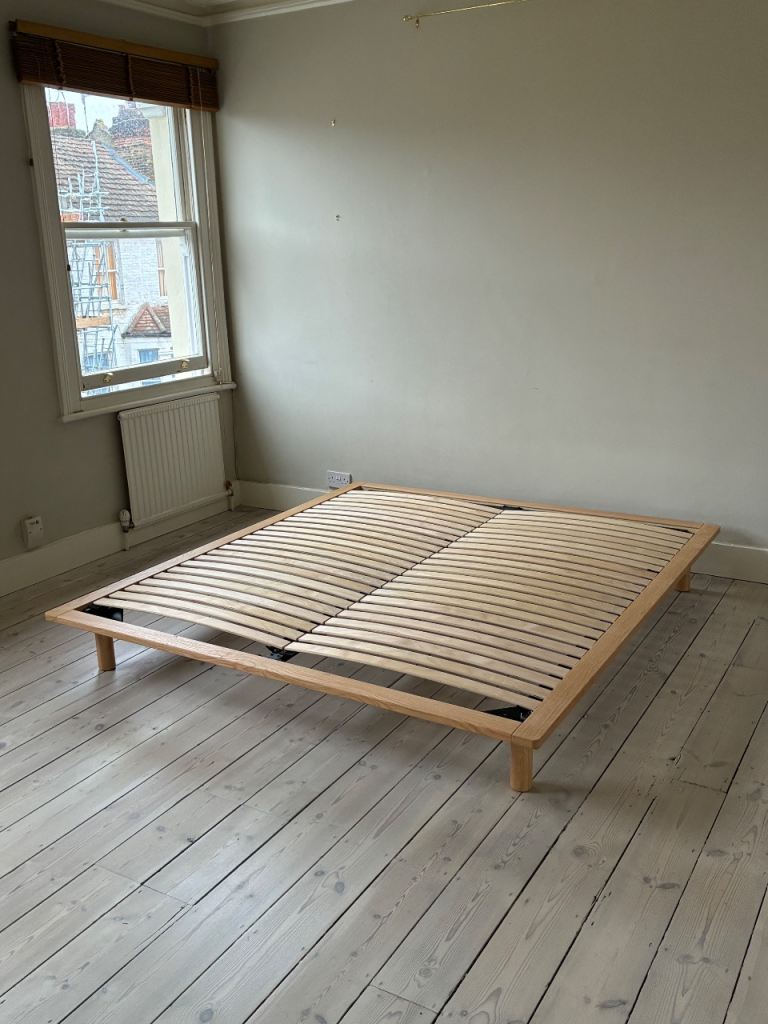 Muji super king oak wood platform bed frame