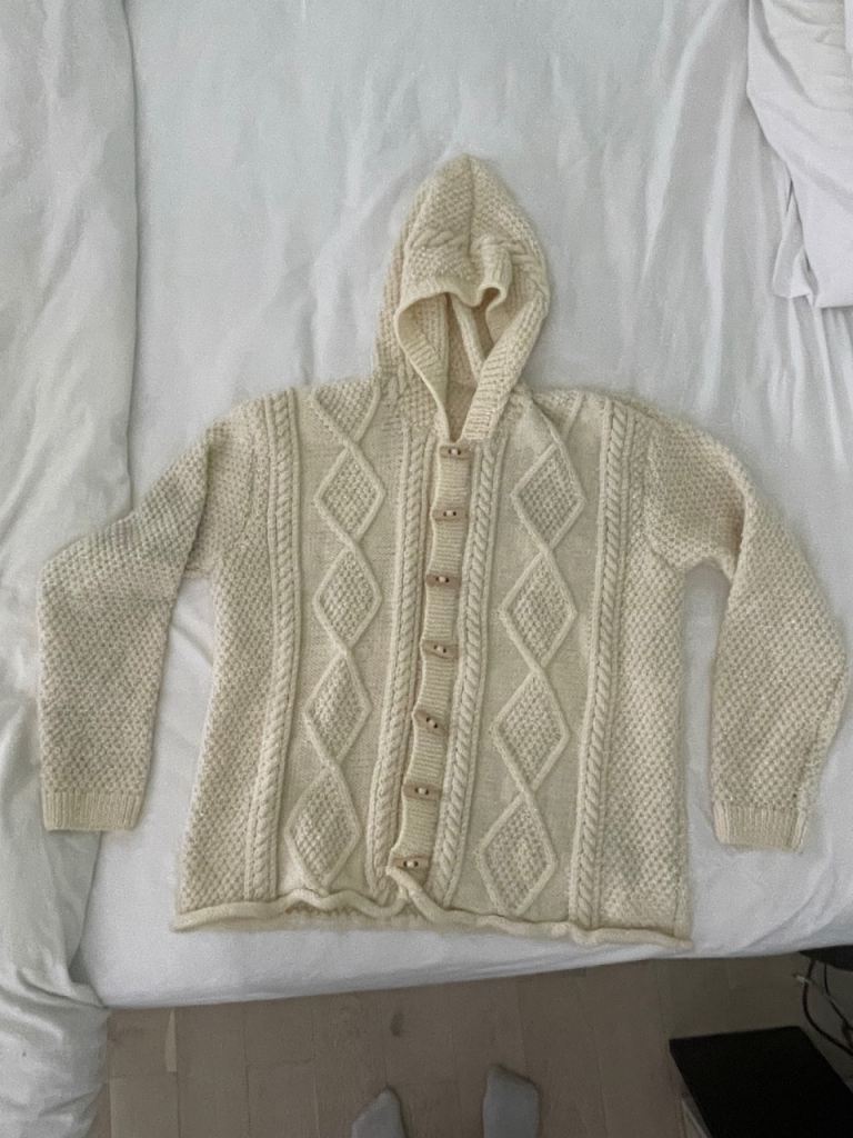 Men’s Brand new freshly knitted off white/cream hooded cardigan