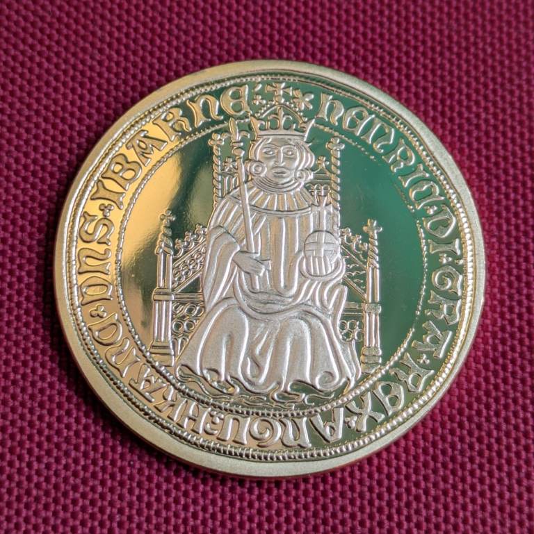 24-carat GOLD plated Henry VII Sovereign coin replica 