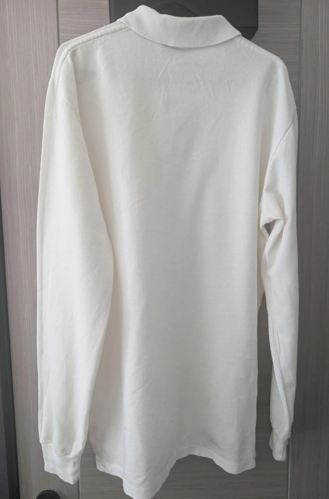 Polo Ralph Lauren Long Sleeve Polo Shirt Off White Cream Size S Small Piqué 00077