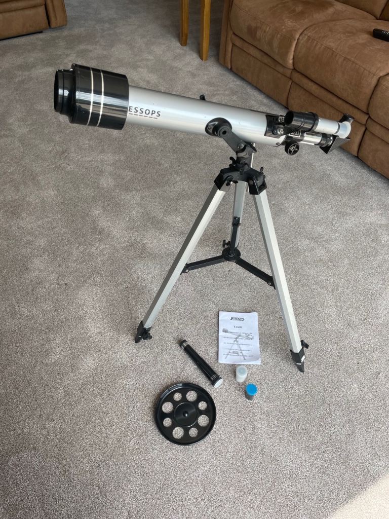 Jessops TA600 Refractor Telescope 50mm Coated Optics 100x+ Altaz Tripod