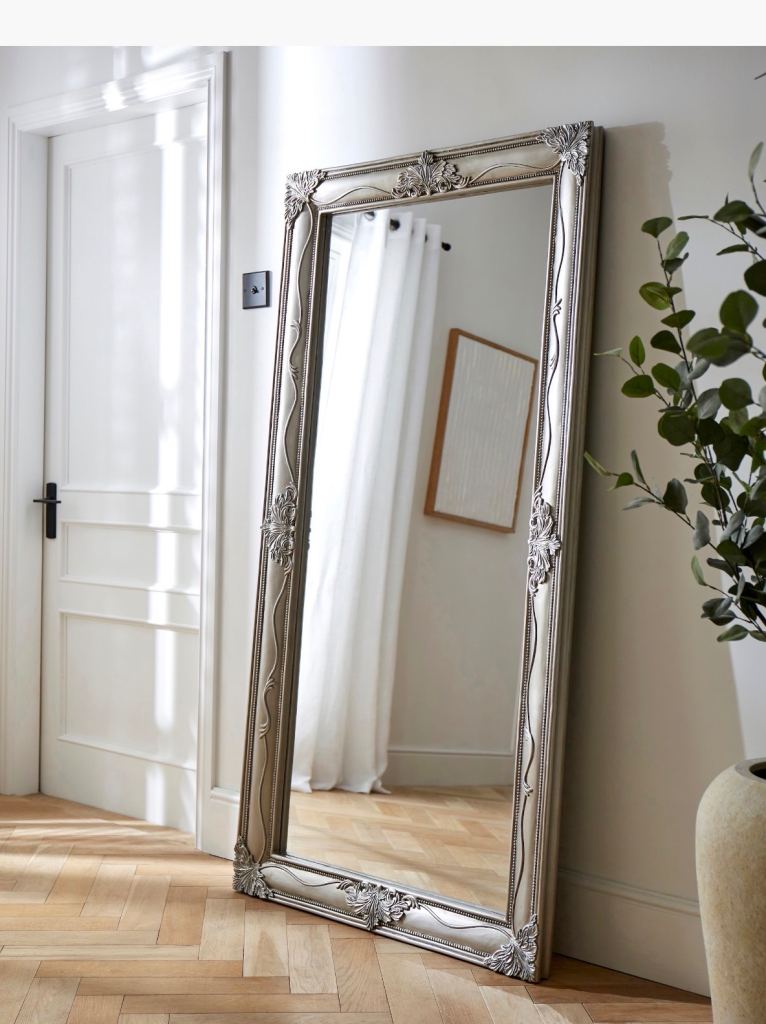 Ornate leaner mirror - silver 