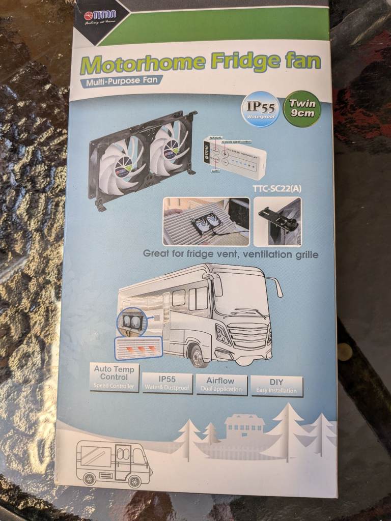 Titan dual fan fridge fan system.