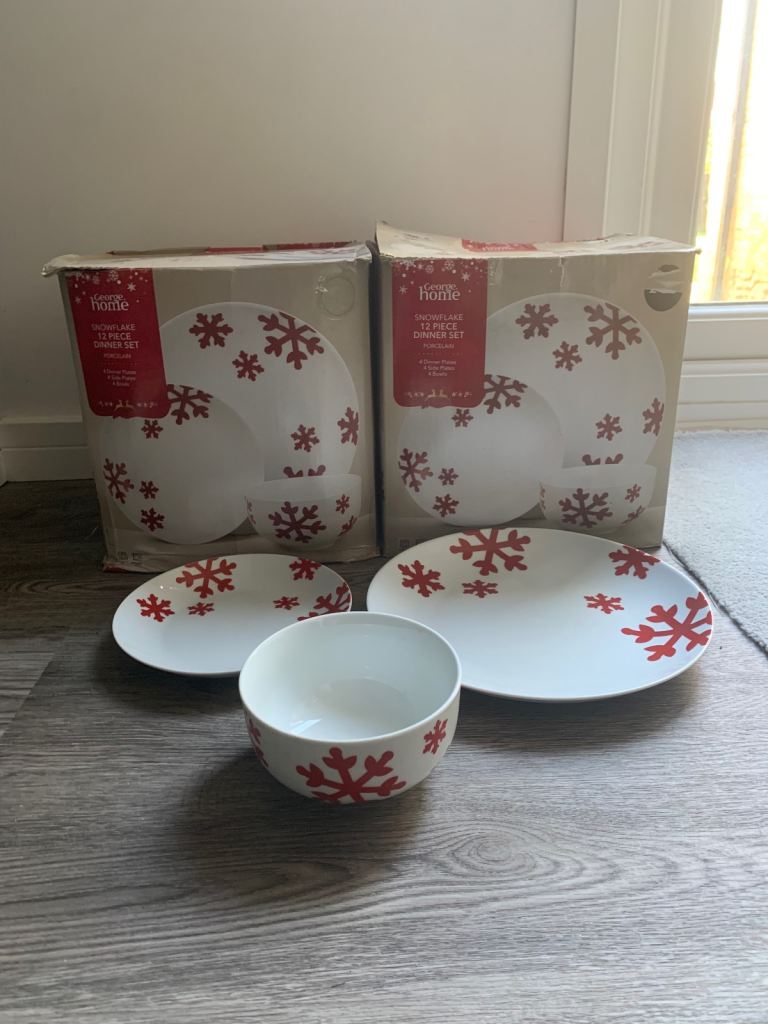 George Home Snowflake 12 Piece Dinner Set x2