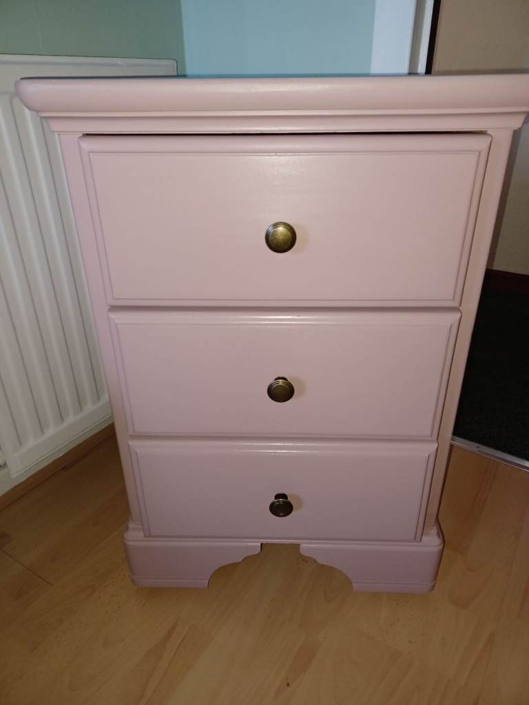 Recently upcycled small 3 drawer bedside chest 