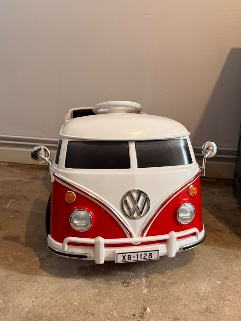 Kids Volkswagen Camper Van Ride-On Toy – Red & White, Good Condition