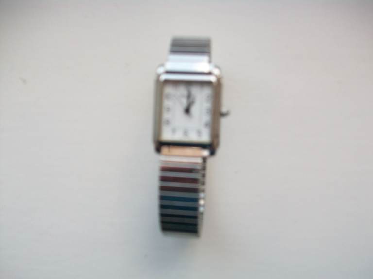 Stainless Steel 70's Pulsar Rectangular Face Ladies Watch with Expanding Strap – Excellent 