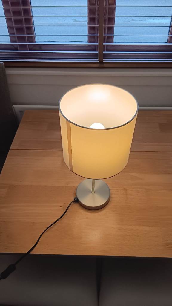 Table lamp with cream shade