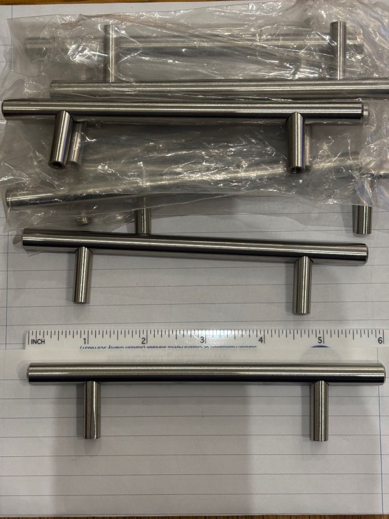 Qty 10 brushed stainless kitchen handles 