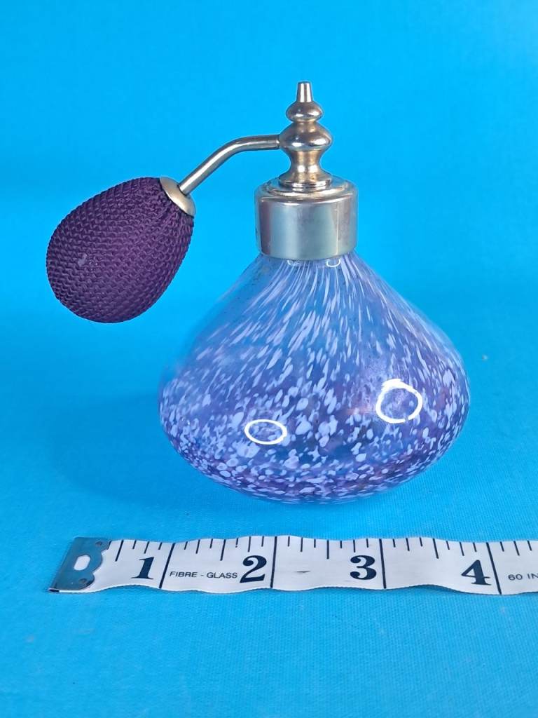 Vintage  Light Blue Swirl Patterned Perfume, Ornamental Atomiser Bottle.