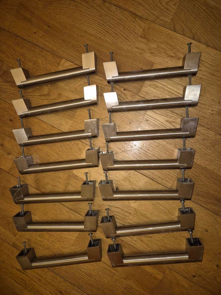 14 Kitchen door handles silver coloured 