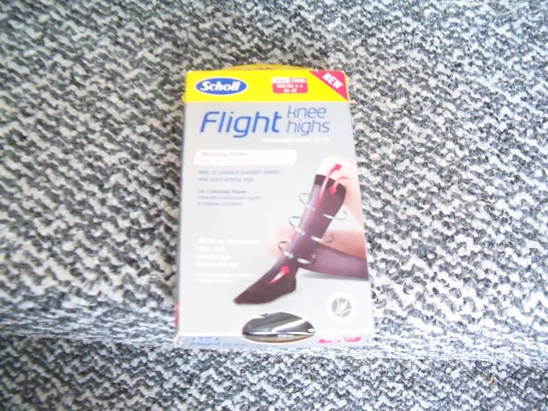 Flight Socks Scholl 2 Pair Pack Black Shoe Size 2-4  New Boxed